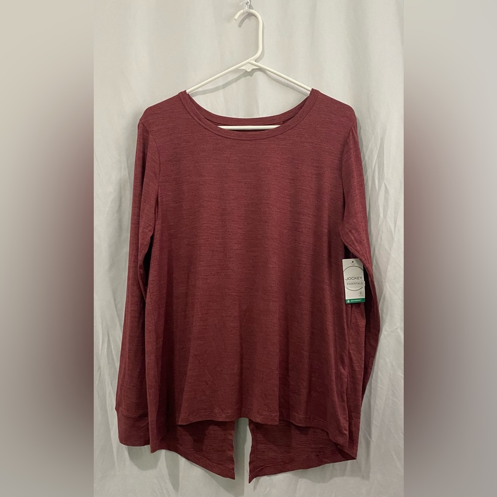 NWT Jockey Essentials Long Sleeved Open Back Sueded Jersey